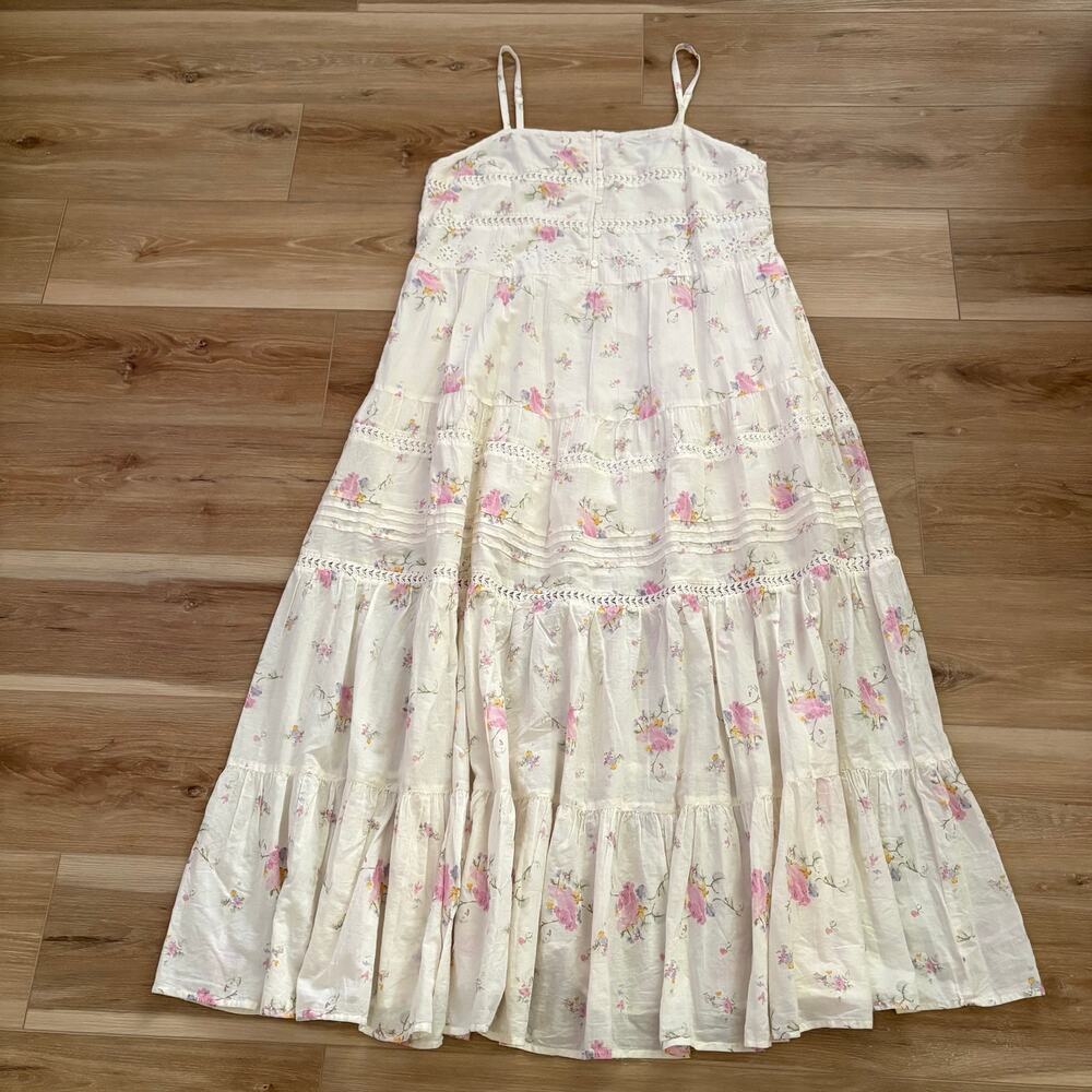 Universal Thread Lace A-Line Maxi Dress Cream Floral L